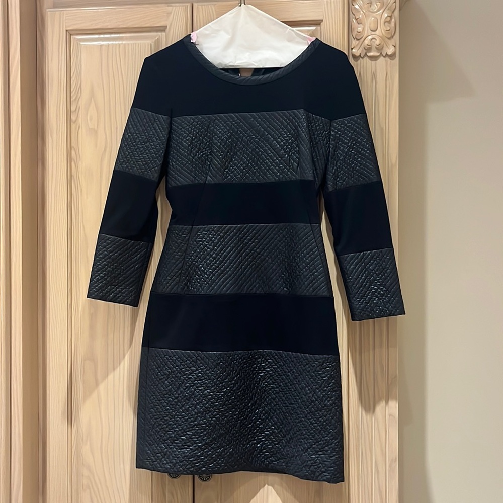Theory Black and Gray Textured Dress